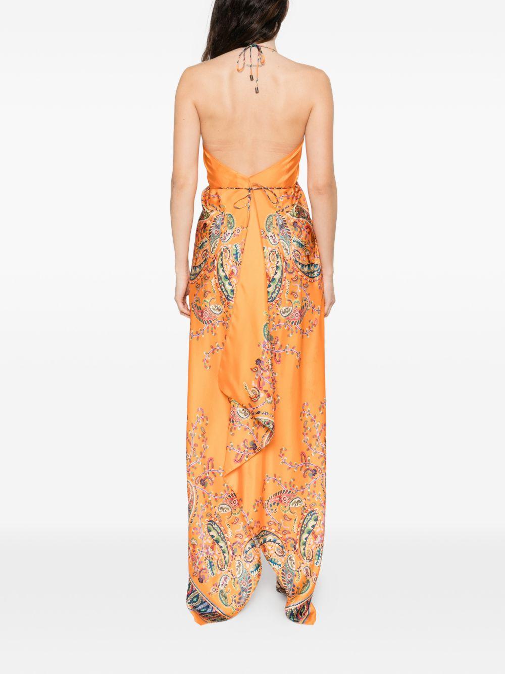 Long Silk Dress with All-Over Print and Back Bow WRPA0001 AKF13X0852 ETRO 