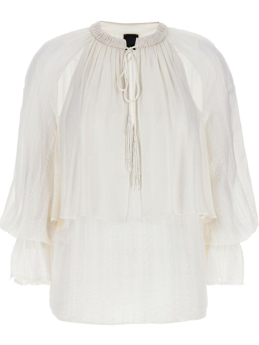Blouse with satin stripes 104849 A2GYZ05 PINKO 