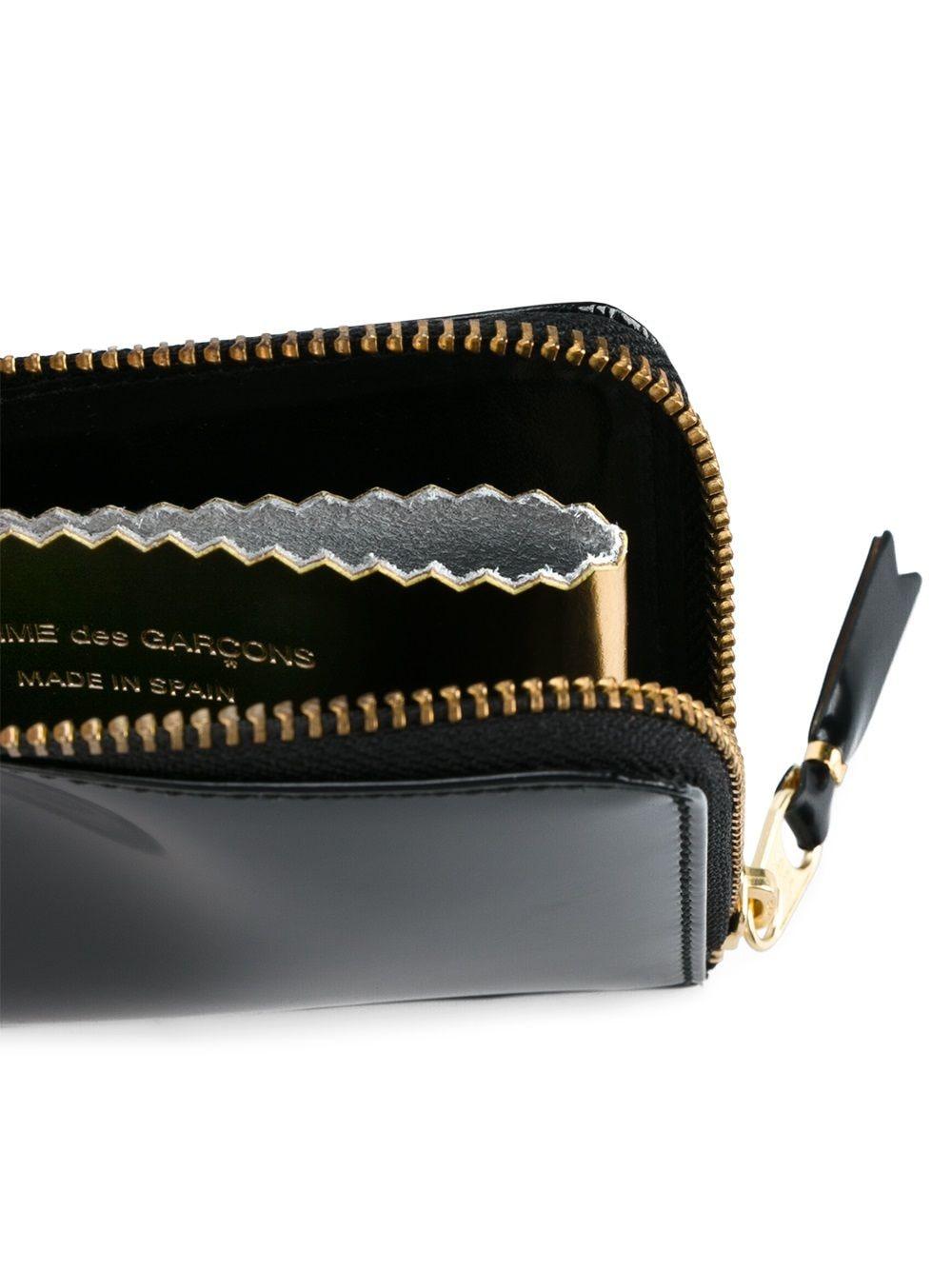 Black and gold-tone leather zip purs SA3100MI GOLD COMME des GARÇONS WALLET 
