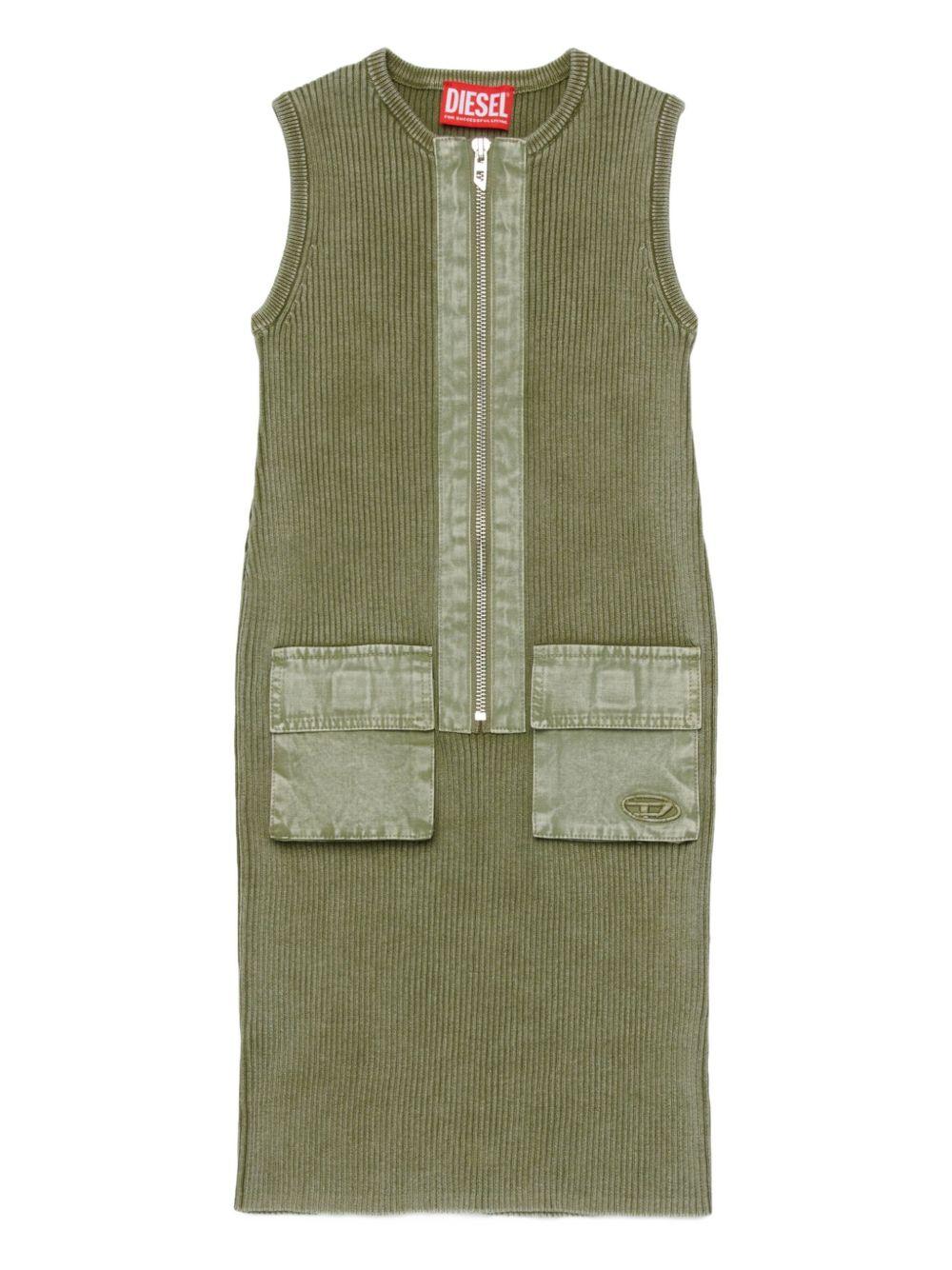 Ribbed cotton dress with patch pockets J02631 KYA0DK511 DIESEL KIDS 