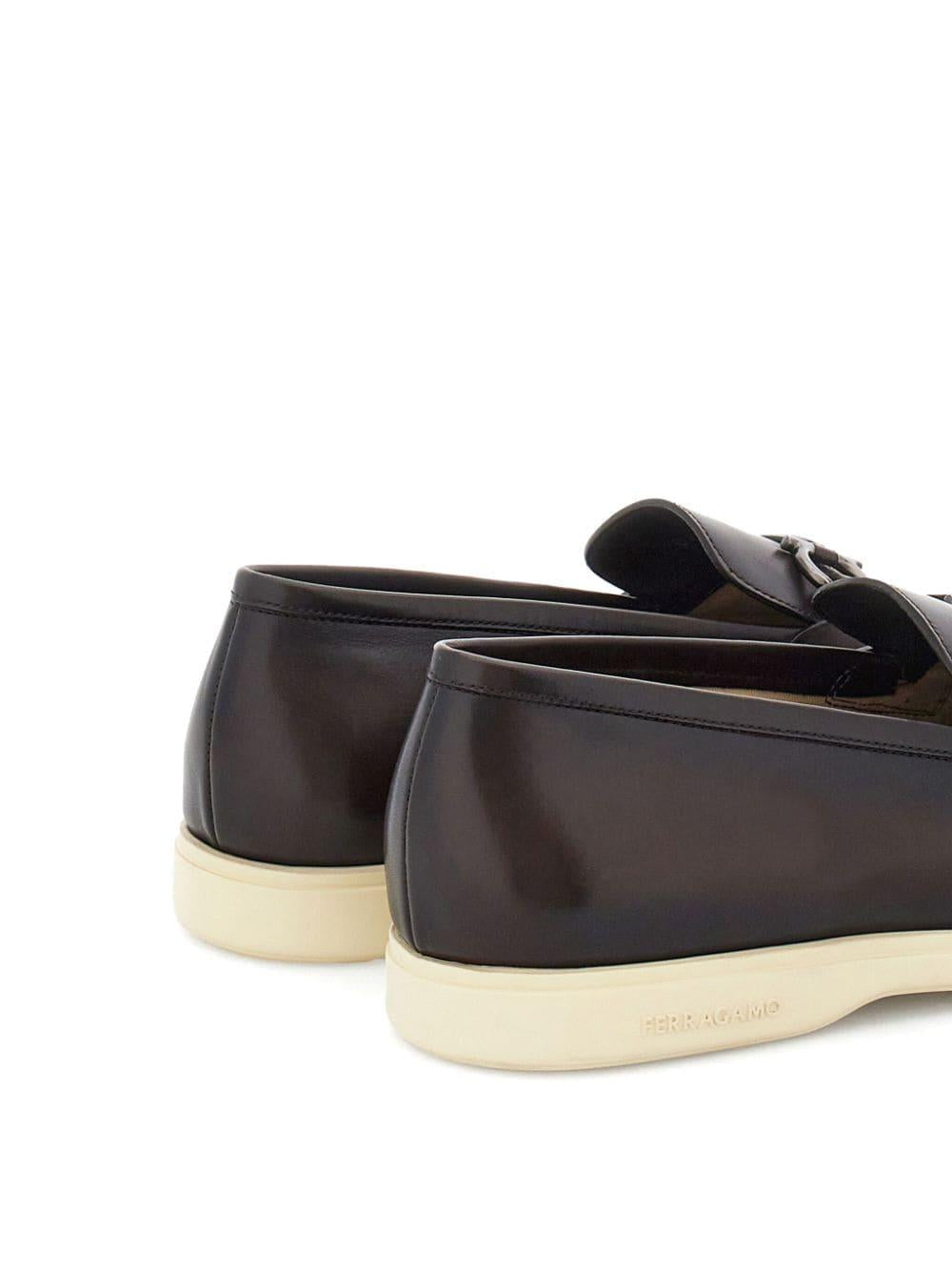 Gancini leather loafers<BR/><BR/> COSIMO 0774494T.MORO FERRAGAMO 