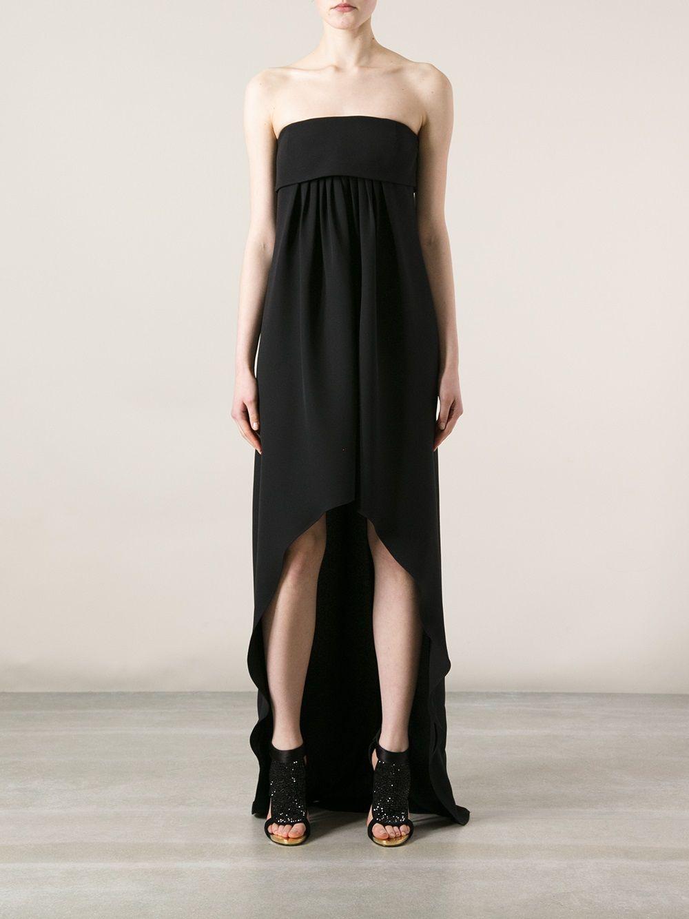 Black silk pleated bustier dress 339493 YA66A 1000 SAINT LAURENT 