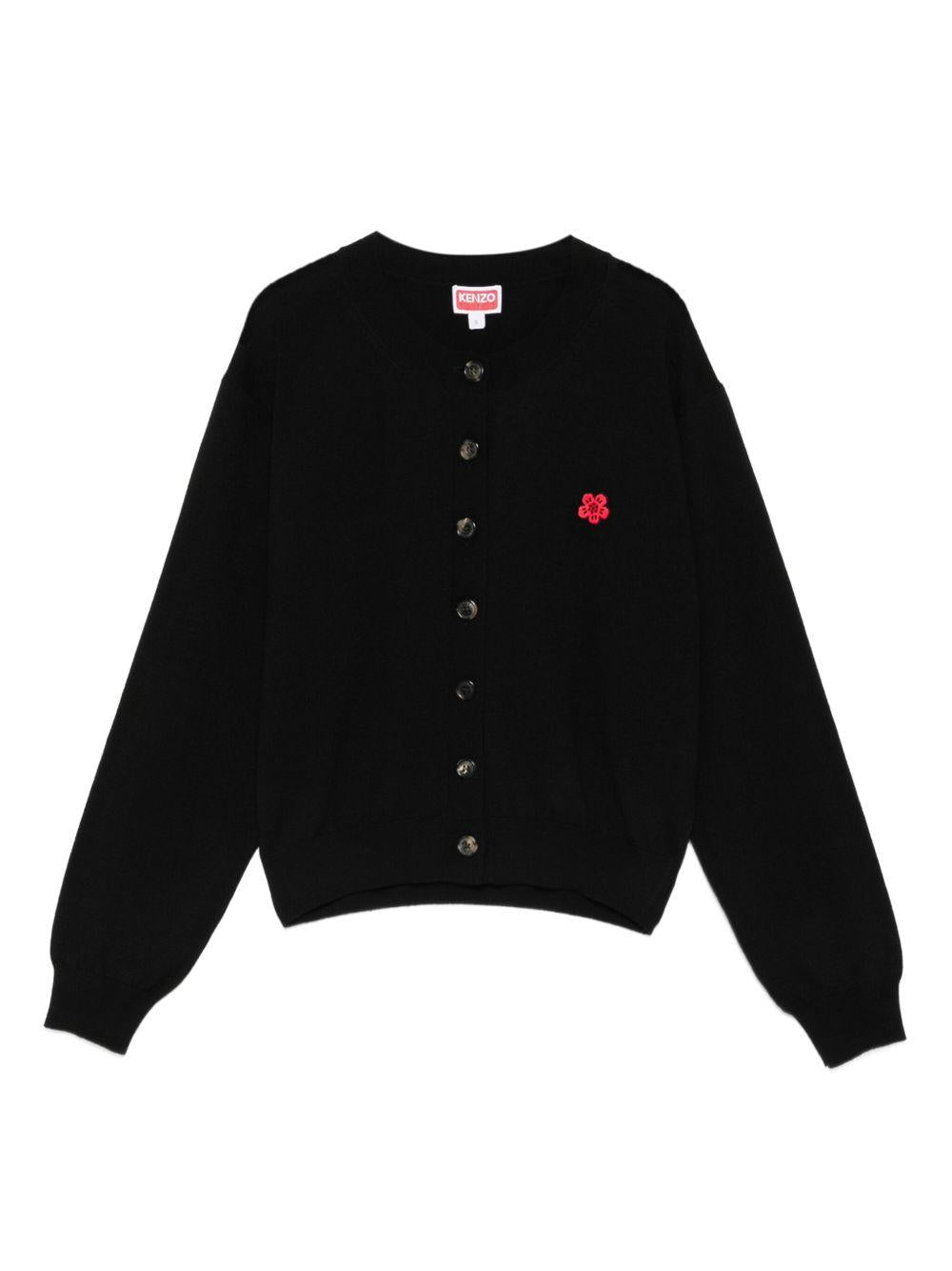 'Boke Flower' embroidered cardigan in merino wool FF62CA7183LB 99JBLACK KENZO 