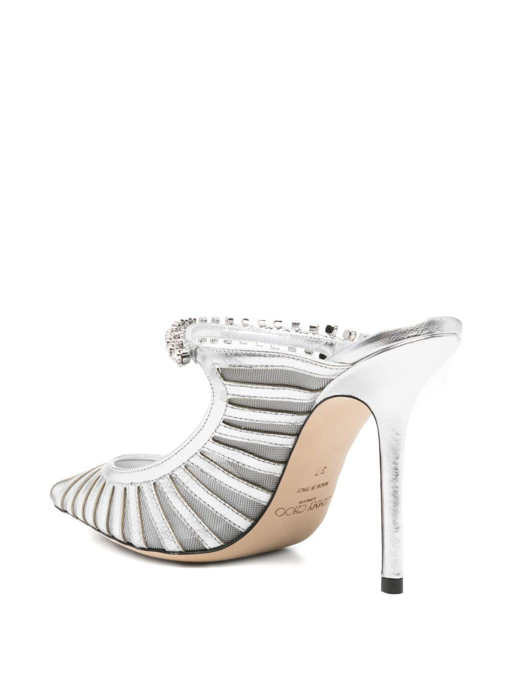 Patent Leather Mules with Crystal Strap BING100GDJ SILVER JIMMY CHOO 