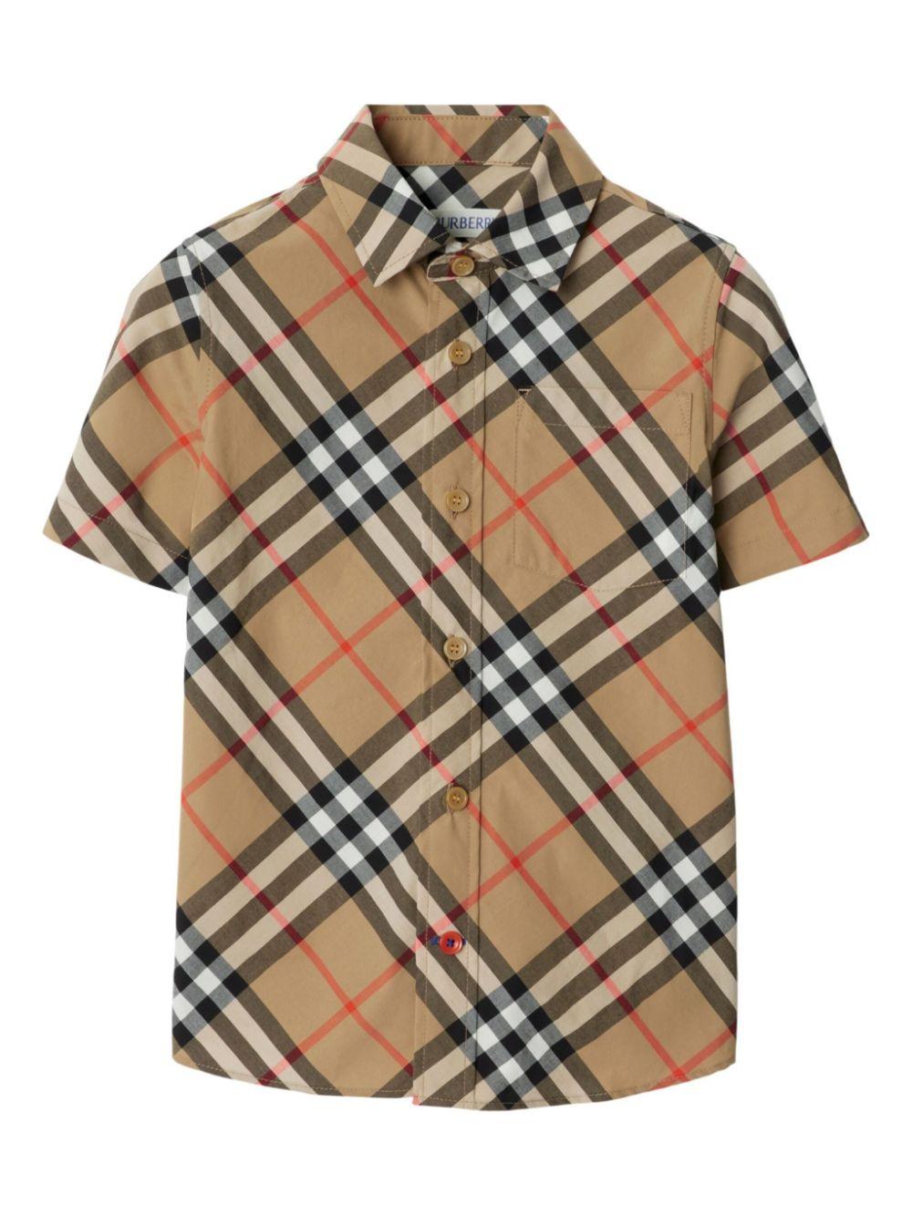 Vintage check-pattern cotton shirt<BR/><BR/><BR/> 8089029 B9368 BURBERRY KIDS 