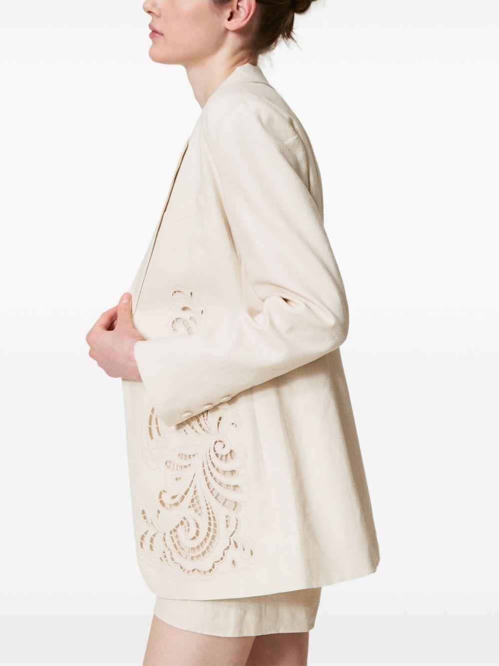 Linen blend jacket with embroidery 251TP2160 00059 TWINSET 