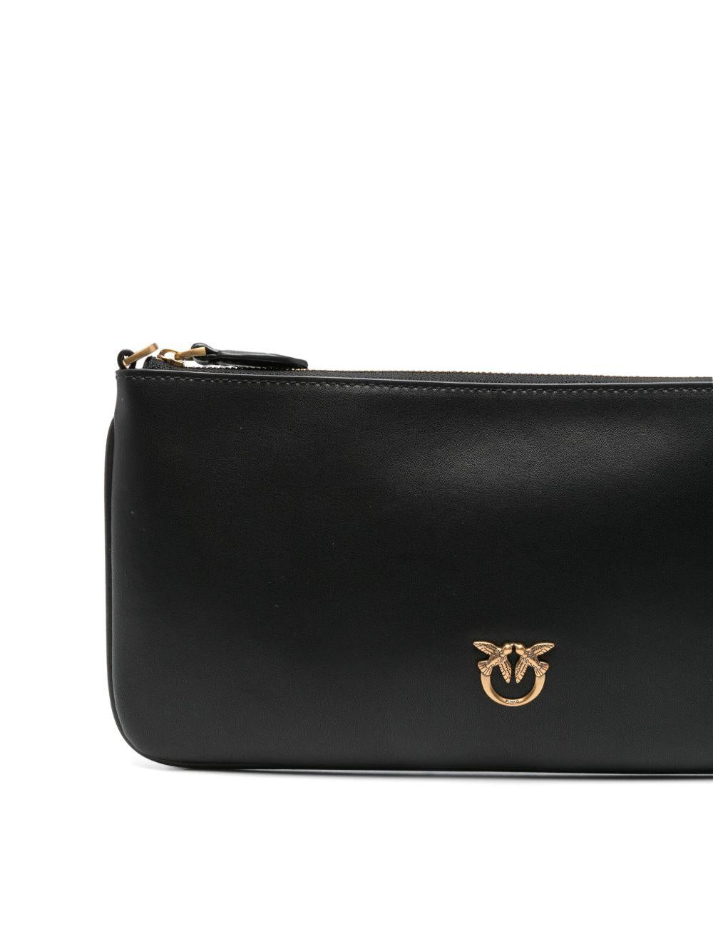 Flat leather clutch with Love Birds logo 104277 A0F1Z99Q PINKO 
