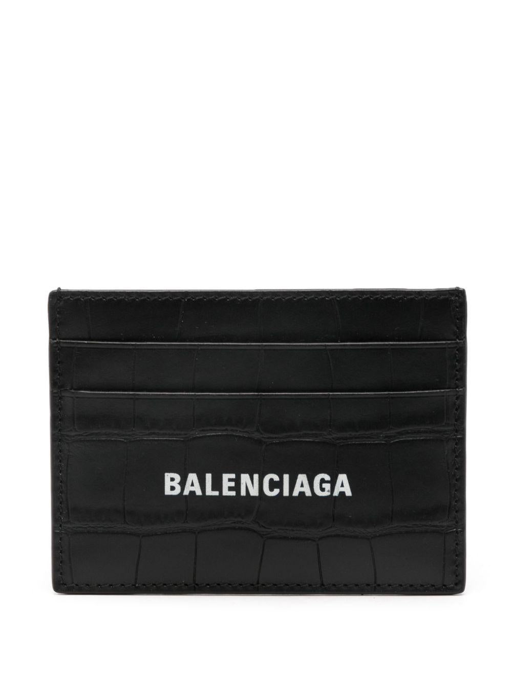 Cash logo-print card holder<BR/><BR/><BR/> 594309 1ROP31000 BALENCIAGA 
