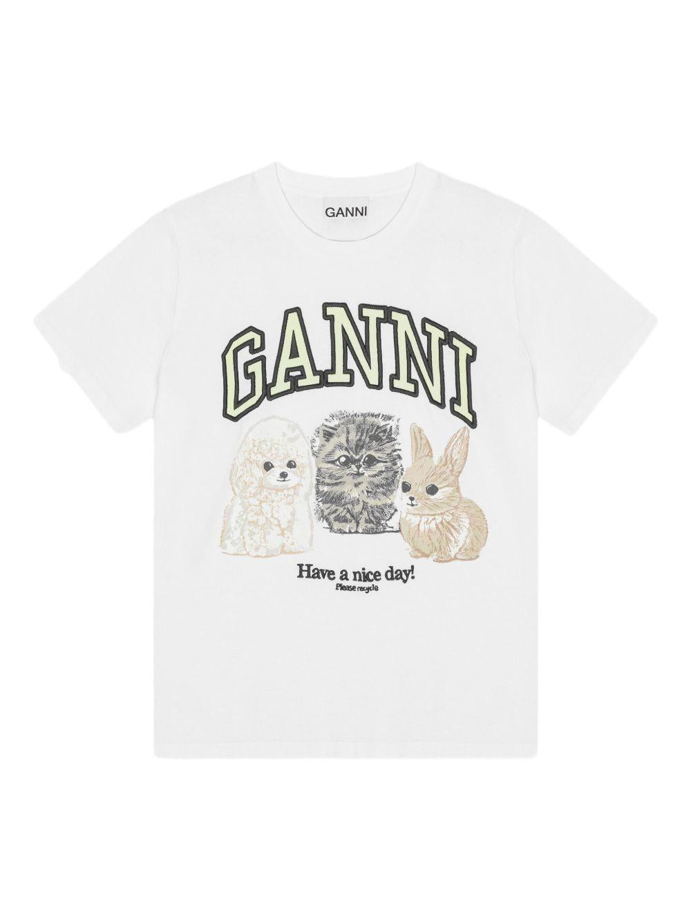 Animal Print T-shirt T4237 151 GANNI 