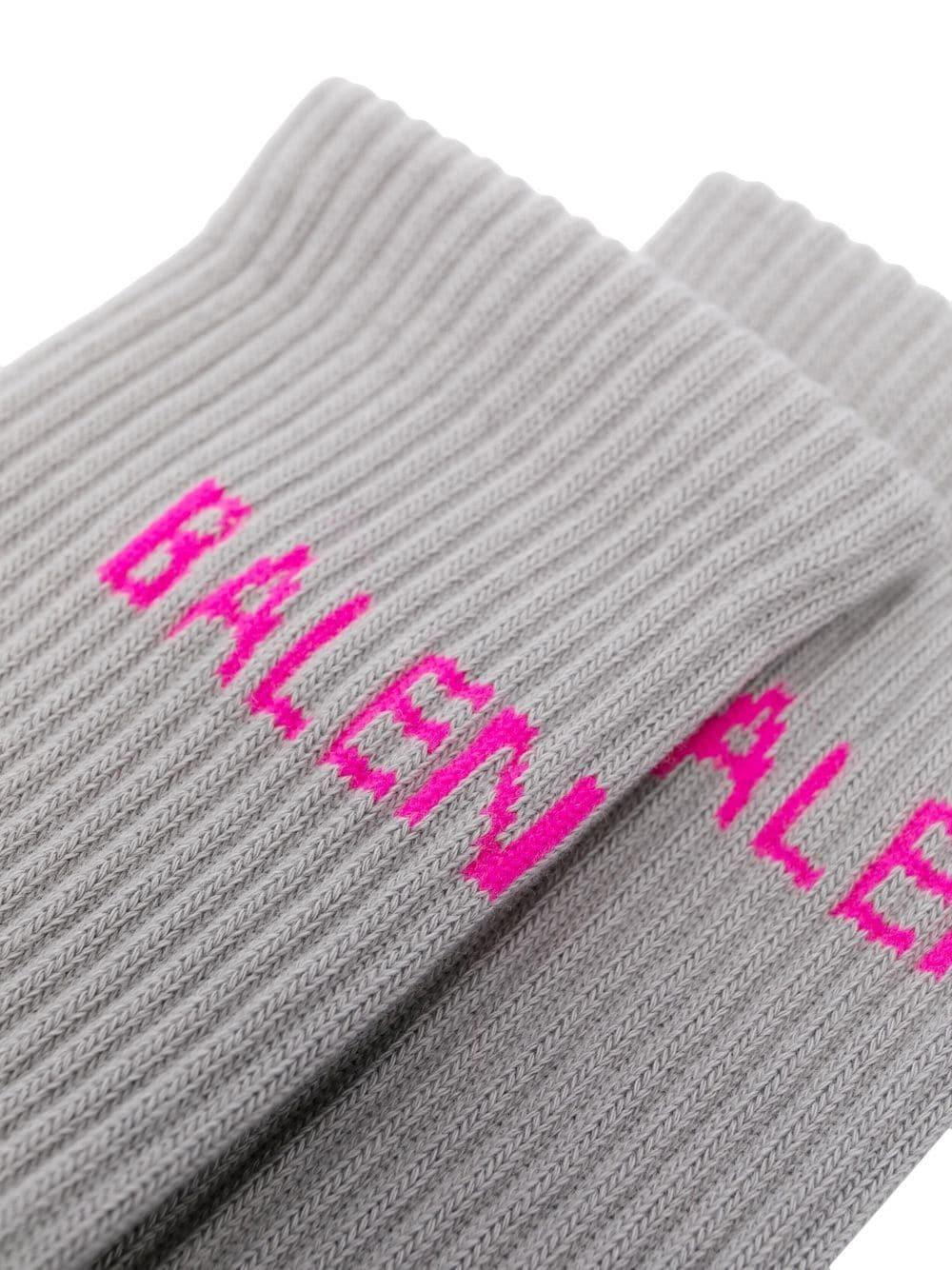 Intarsia knit-logo ribbed socks 540615 372B41972 BALENCIAGA 