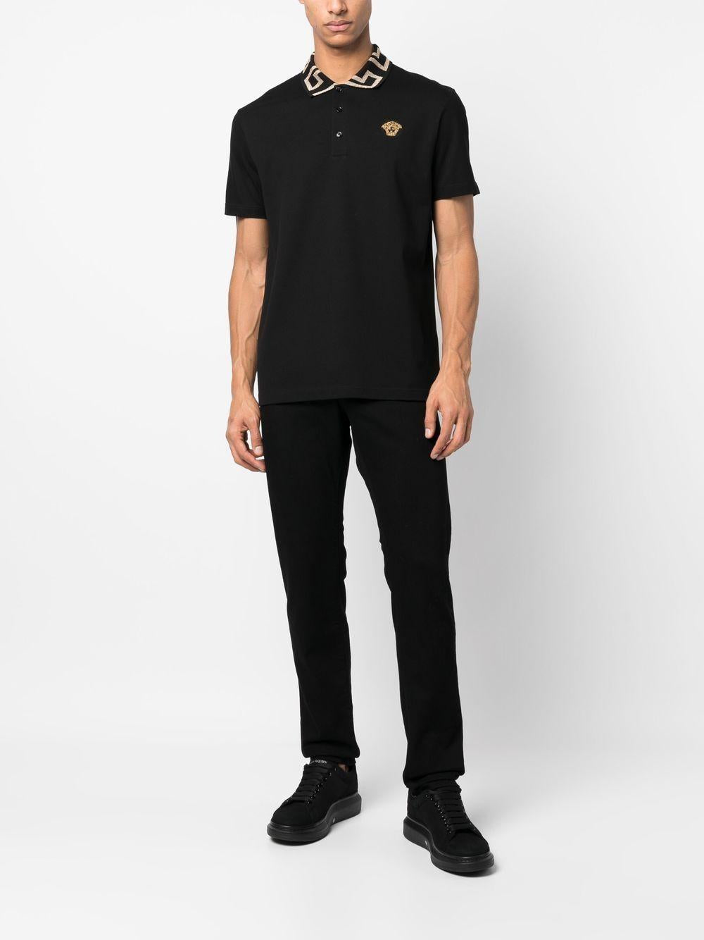 Embroidered Cotton-Piqué Polo A87402 1A061991B000 VERSACE 