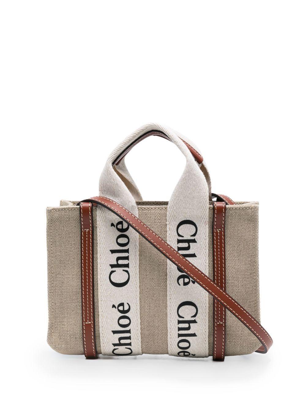 Woody linen tote bag<BR/><BR/> CHC22AP237I26 90U CHLOÉ 