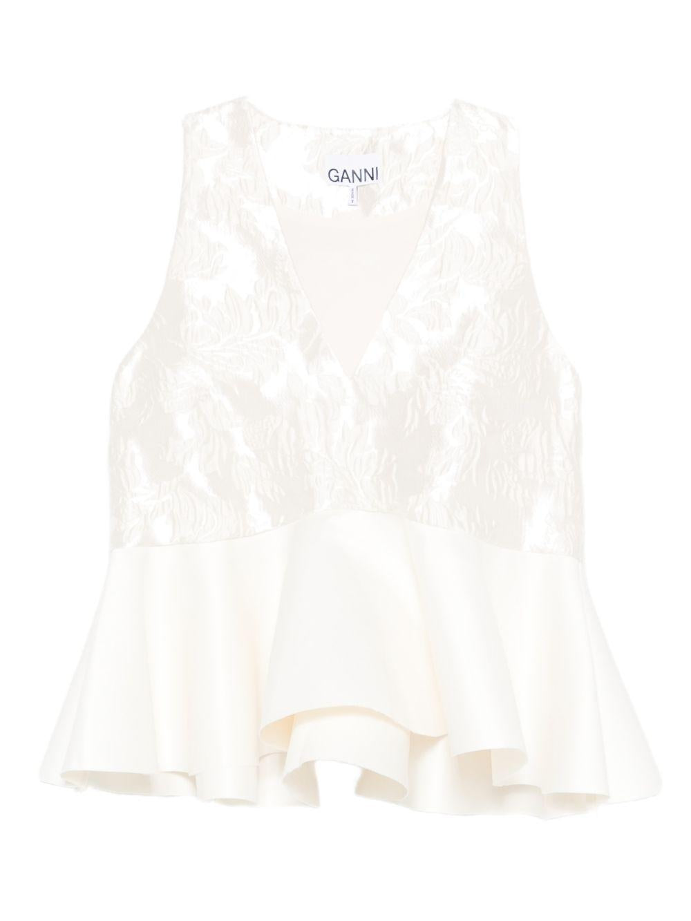 Satin Cloque Peplum Top A1040097 135 GANNI 