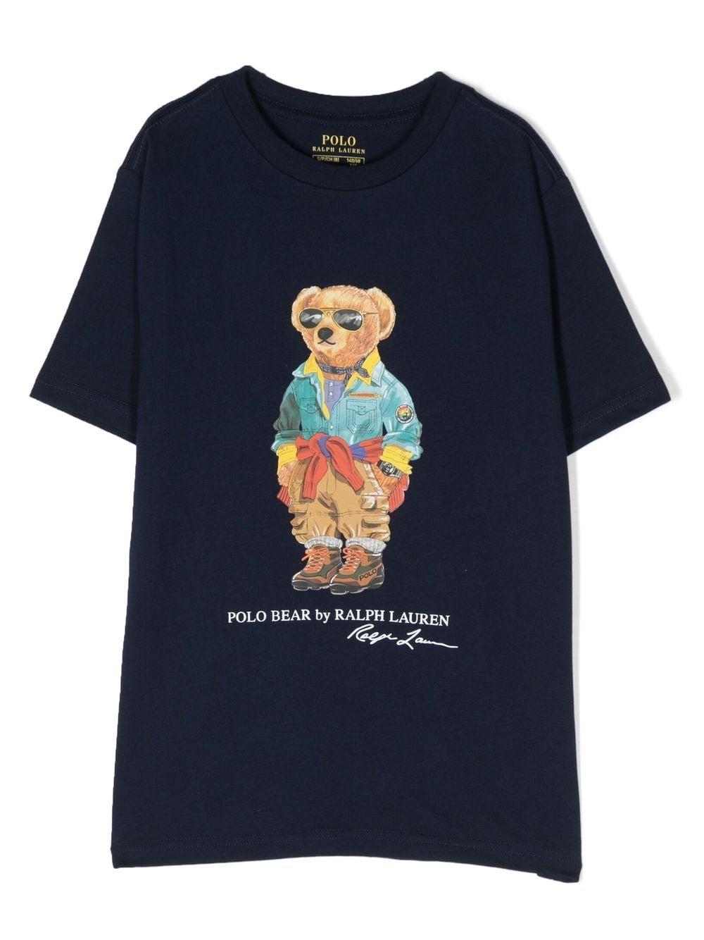 Polo Bear cotton T-shirt 323853828013 CRUISE NAVY VOYAGER BEAR POLO RALPH LAUREN KIDS 