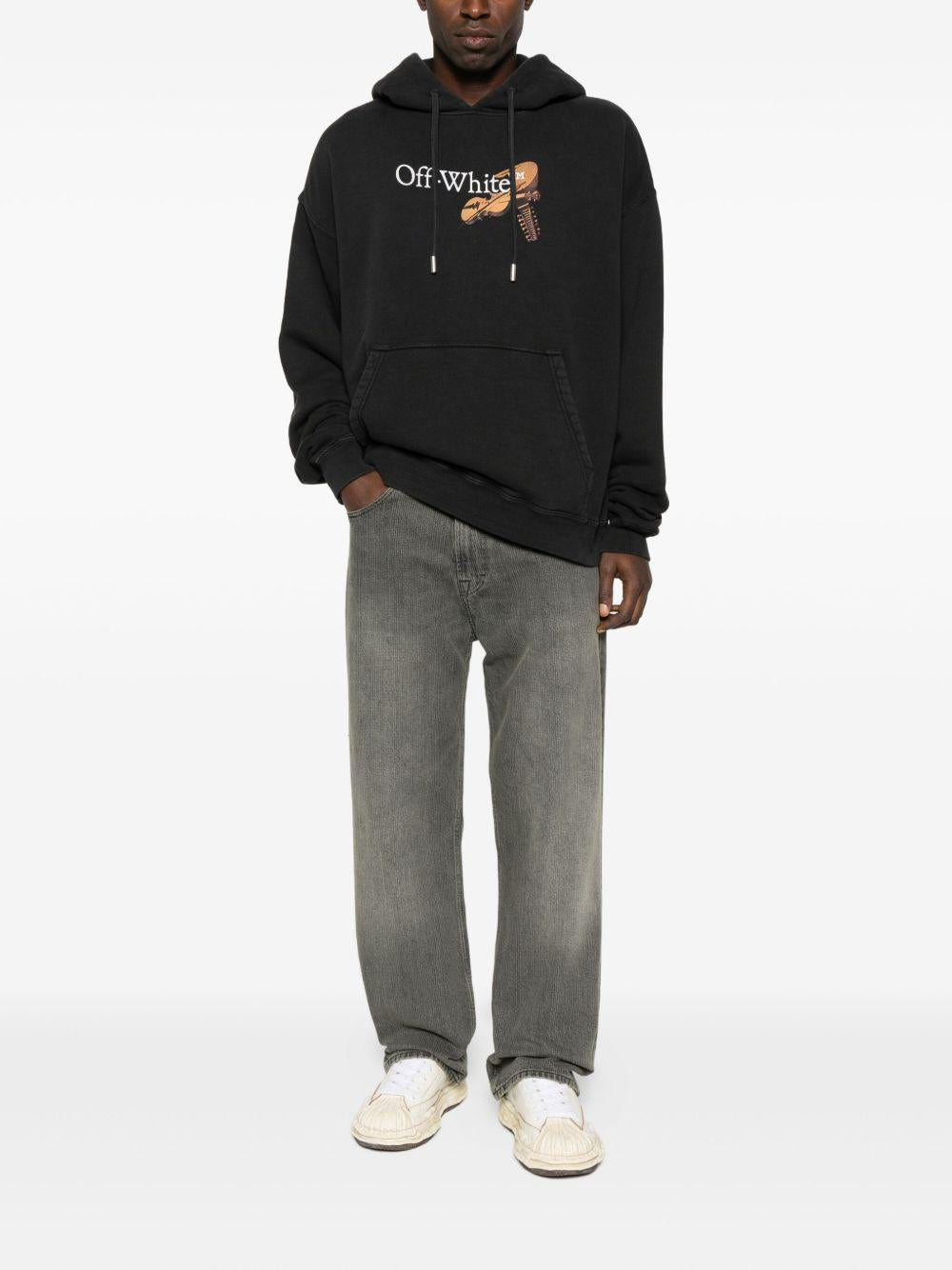 Hoodie with Caravaggio print on the front and back OMBB085F25FLE011 1301 OFF-WHITE 