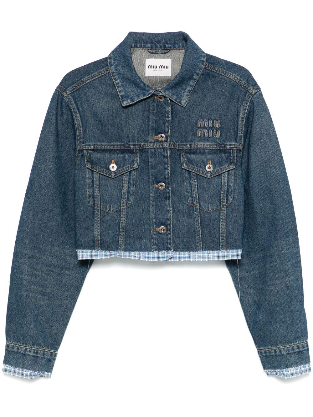 Denim and poplin jacket<BR/><BR/><BR/> GWB247 1568F0008 MIU MIU 