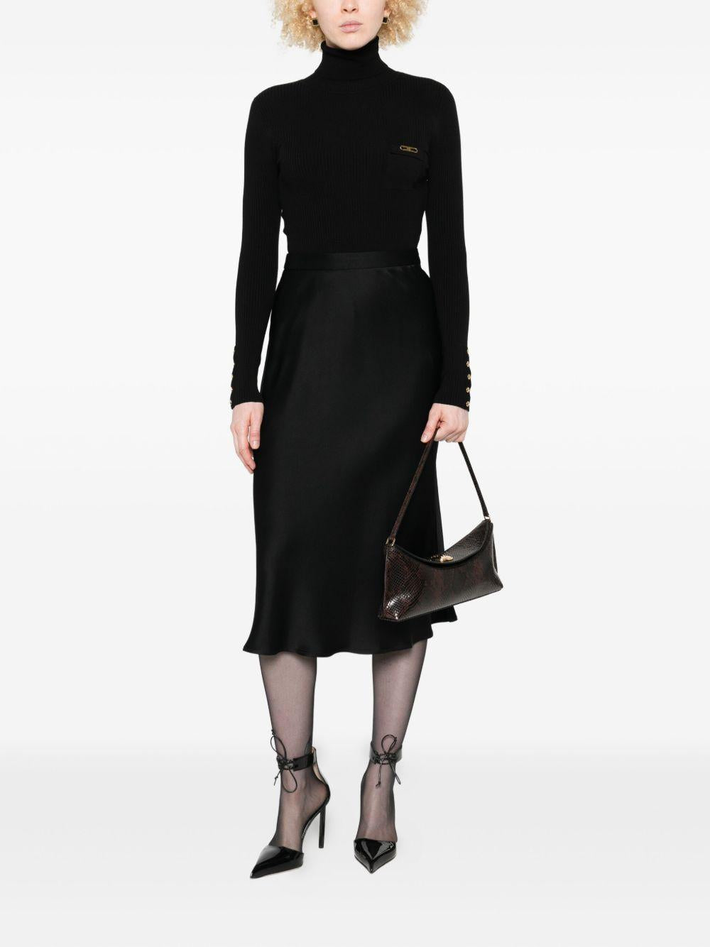 Dress in ribbed knit and satin fabrics with pocket AM06B56E2 110 ELISABETTA FRANCHI 