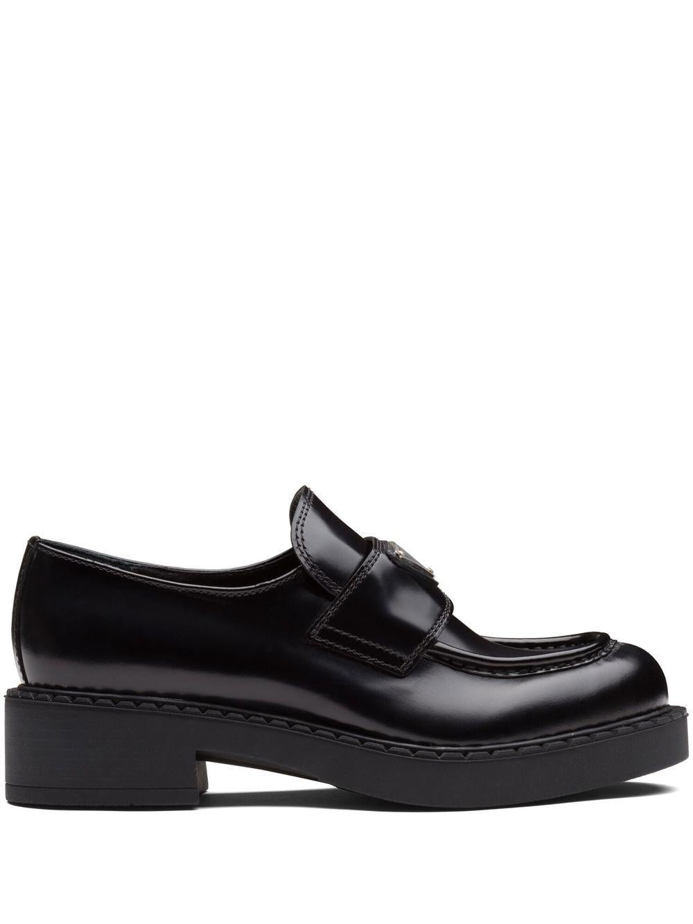 Black brushed leather loafers<BR/><BR/><BR/> 1D246M ULSF0002 PRADA 