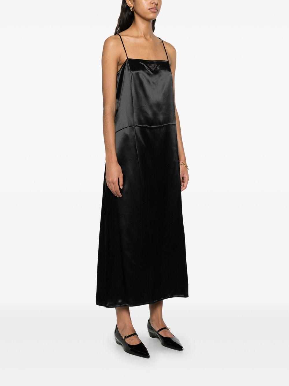 Satin logo patch midi dress P3O45 15ZCF0002 PRADA 