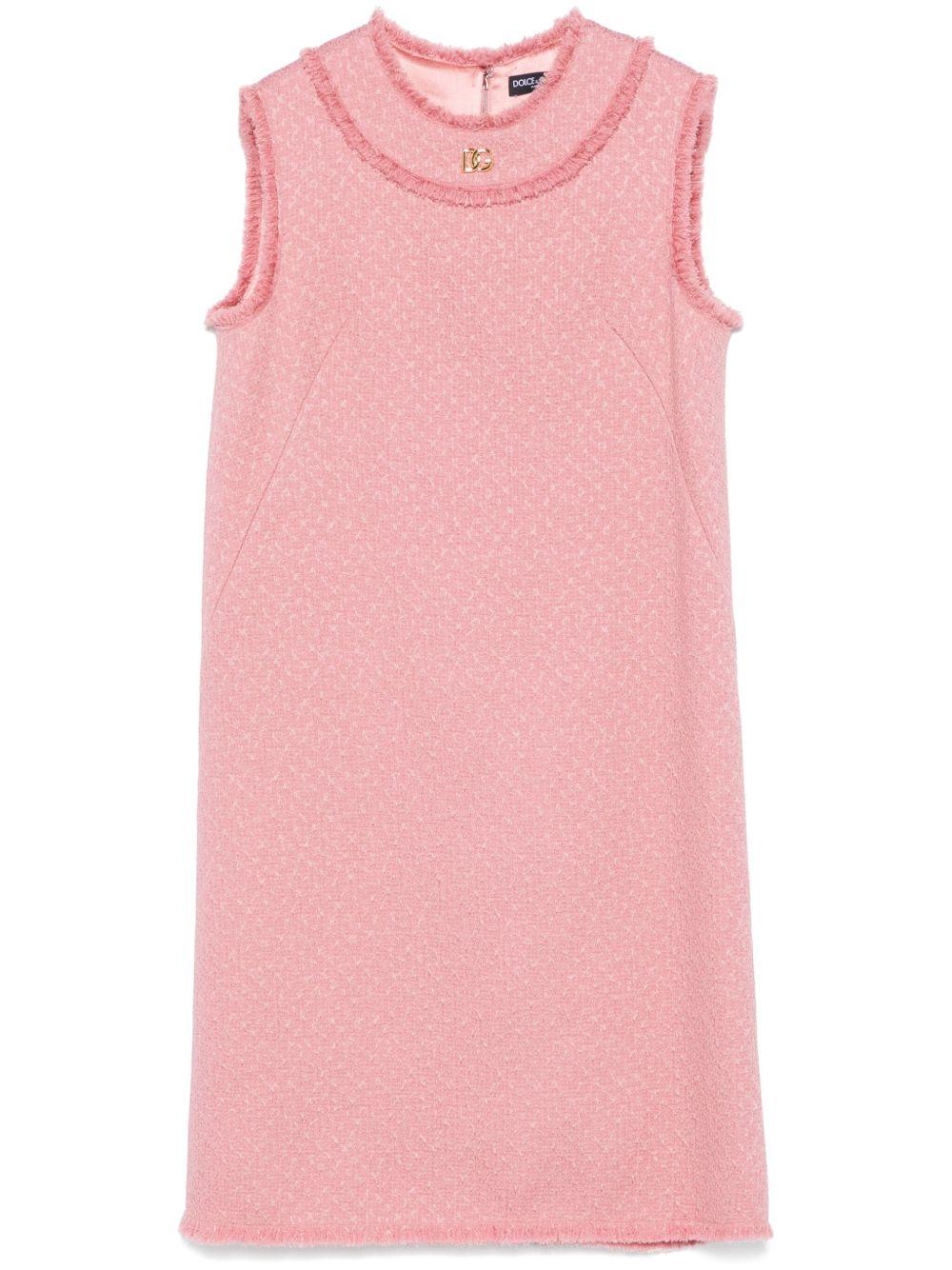 Sleeveless raschel tweed dress with DG logo F6ARUT HUMUAF0473 DOLCE & GABBANA 