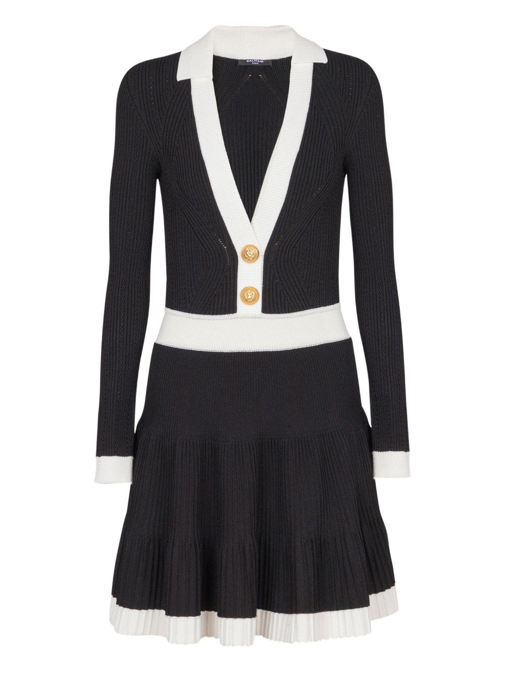 Two-tone stretch knit mini dress FF1R9858Ki64 EAB BALMAIN 