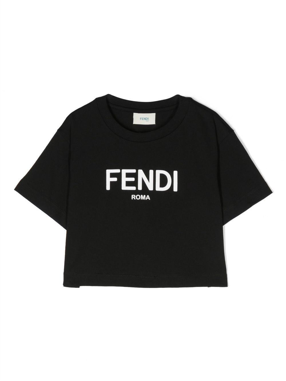 Logo-print detail T-shirt JFI276 7AJF0GME FENDI KIDS 
