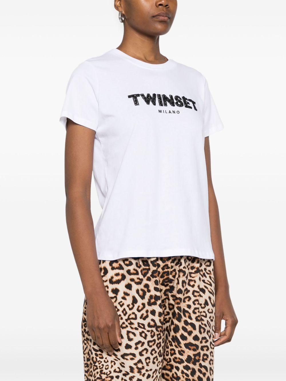 Sequinned-logo T-shirt<BR/><BR/><BR/> 251TP2070 00001 TWINSET 