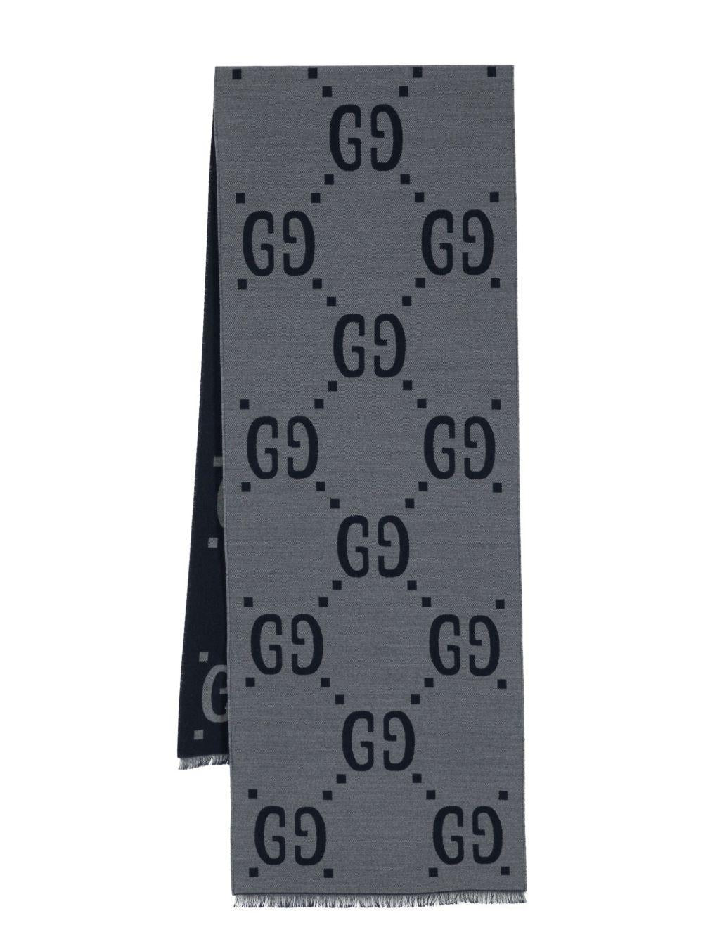 GG-jacquard frayed scarf<BR/><BR/> 495592 4G3504063 GUCCI 