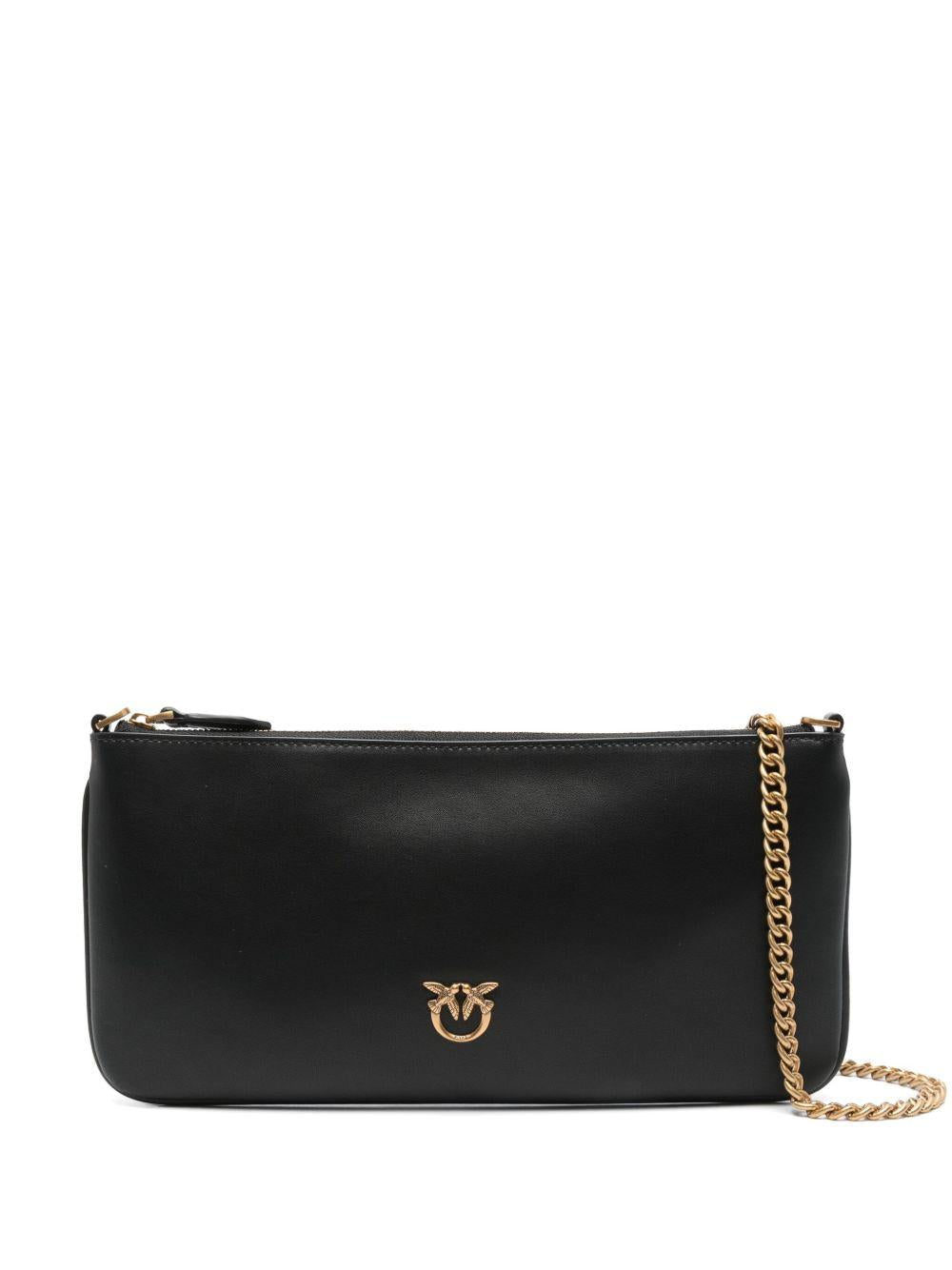 Flat leather clutch with Love Birds logo 104277 A0F1Z99Q PINKO 
