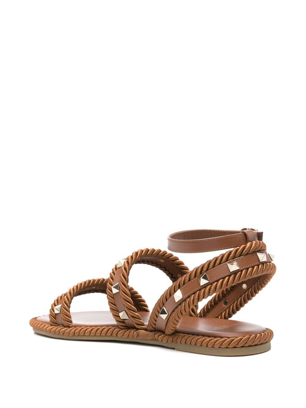 Caramel Fabric Rockstud Sandals 6W2S0KW8BAE N58 VALENTINO GARAVANI 