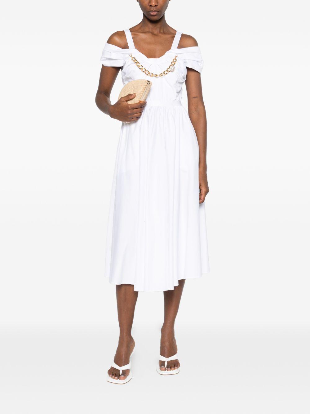 Stretch cotton dress with jewel chain AB92161E2 100 ELISABETTA FRANCHI 
