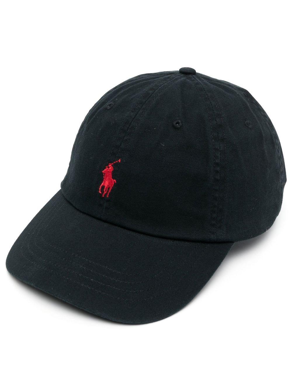 Embroidered-logo cotton baseball cap<BR/><BR/><BR/> 710548524 012POLO BLACK/RL2000 RED POLO RALPH LAUREN 