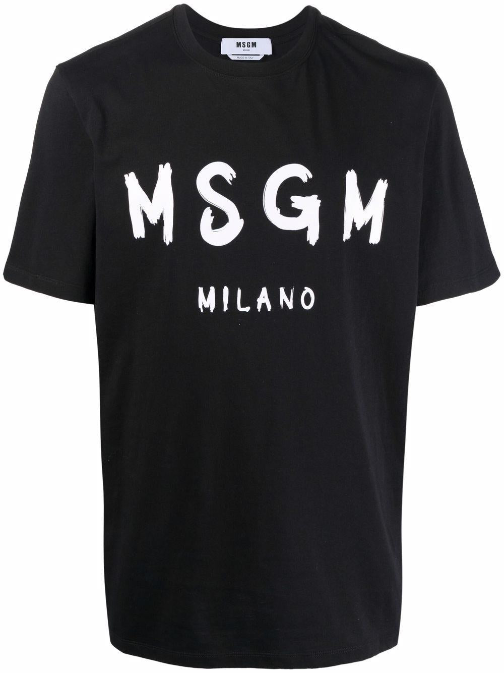 T-shirt uomo girocollo colore nero con logo pennellato 2000MM510200002 99 MSGM 