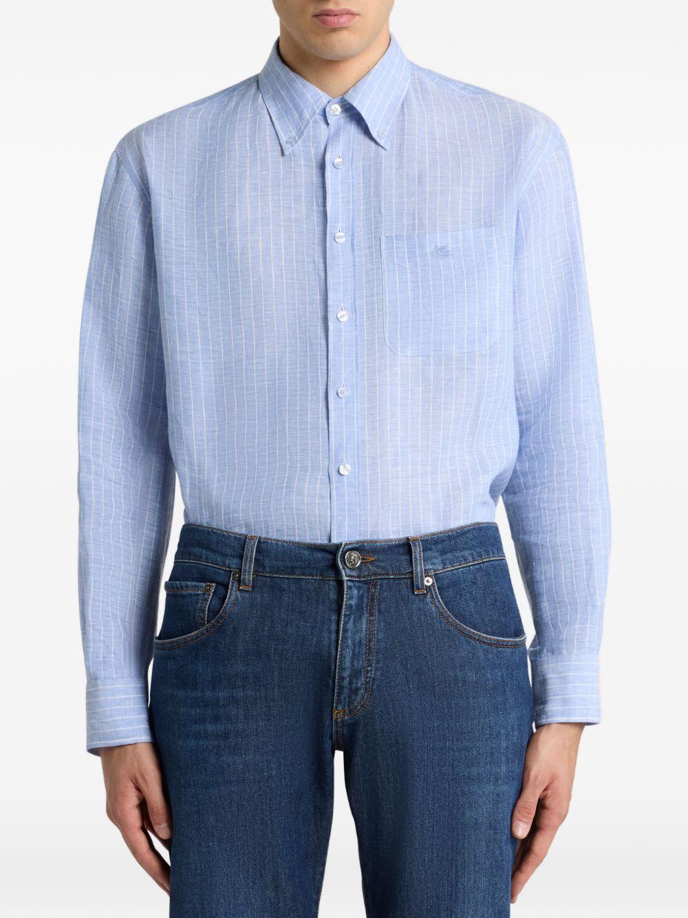 STRIPED LINEN SHIRT WITH PEGASUS EMBROIDERY MRIB0029 99TB301B0193 ETRO 