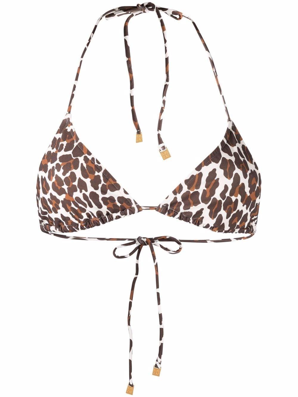 Brown/white leopard-print bikini top 81715 275 TORY BURCH 