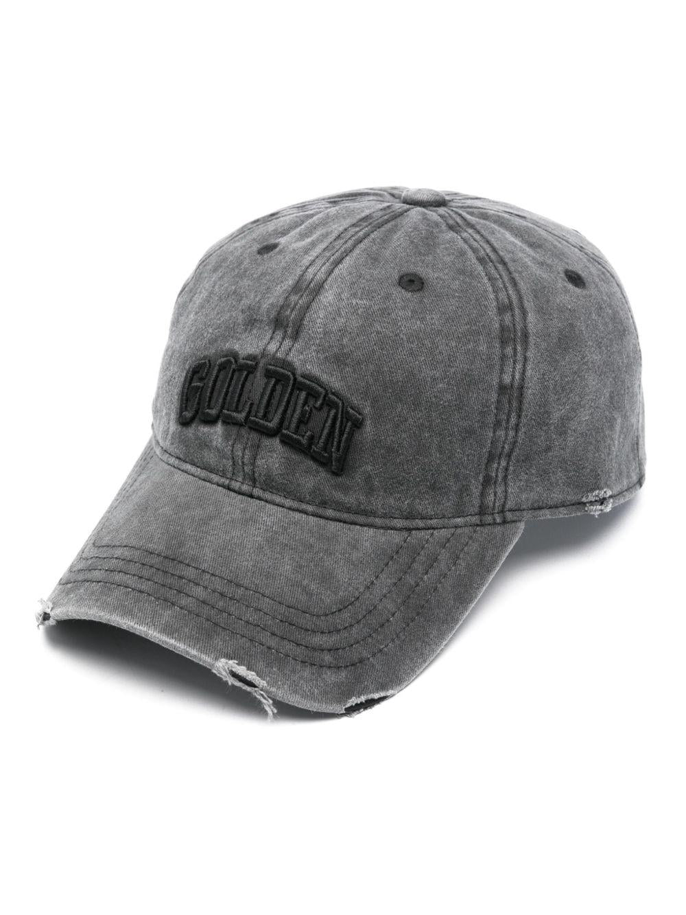 Logo-embroidered distressed cap<BR/><BR/><BR/> GUP01038 P00197860318 GOLDEN GOOSE 