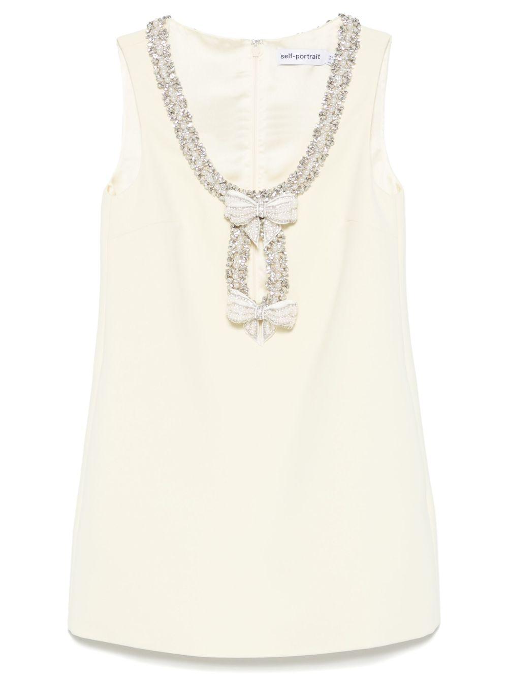 Crepe bow-detail mini dress 075S YELLOW SELF-PORTRAIT 