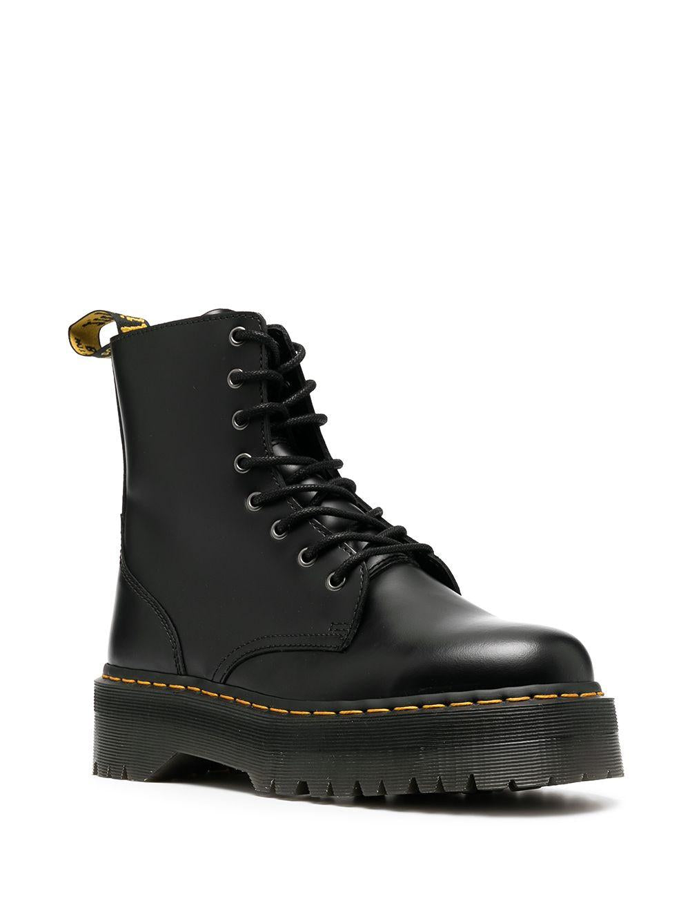 Chunky lace-up leather boots<BR/><BR/><BR/> 15265001 JADONBLACK POLISHED SMOOTH DR. MARTENS 