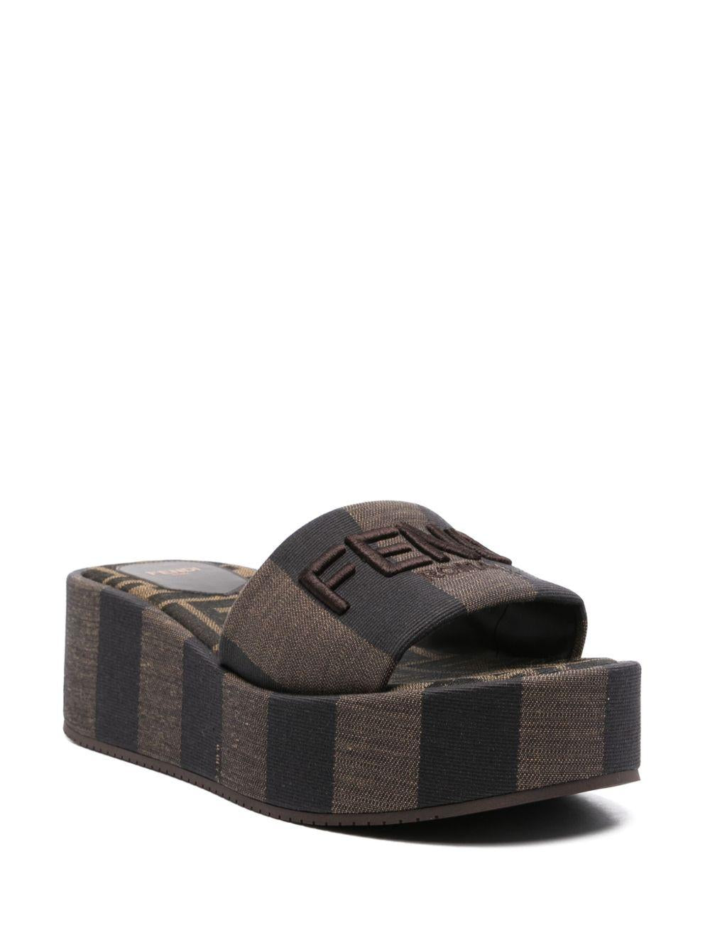 Sunshine fabric flatform slides 8R8515 AORHF1P95 FENDI 