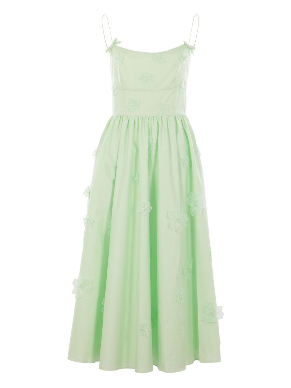 Cotton midi dress<BR/><BR/> 038M GREEN SELF-PORTRAIT 