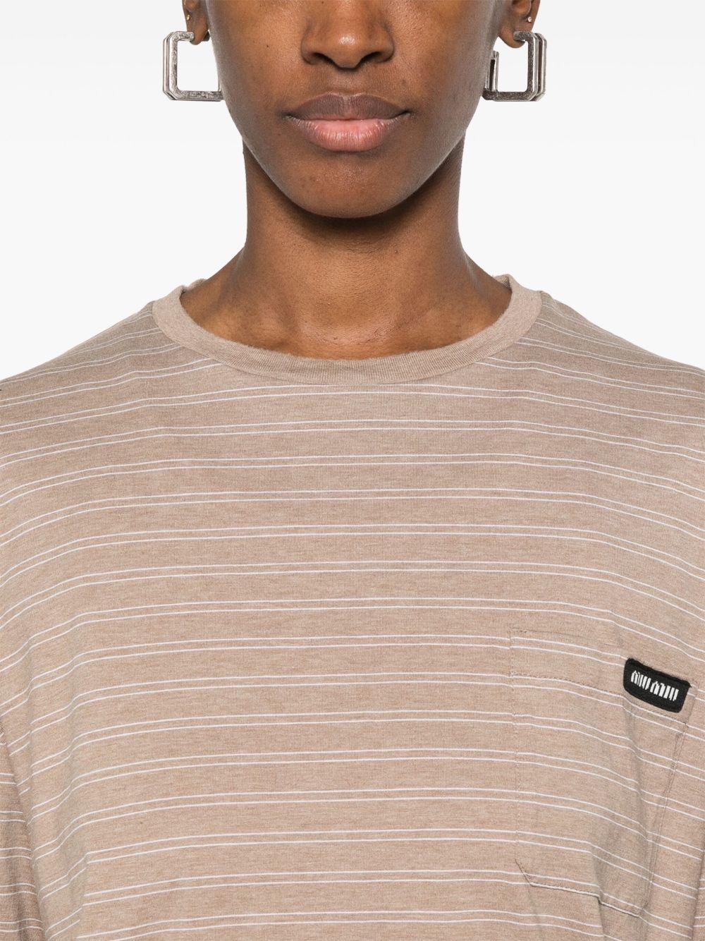 Striped T-shirt<BR/><BR/> MJL014 14RTF0I80 MIU MIU 