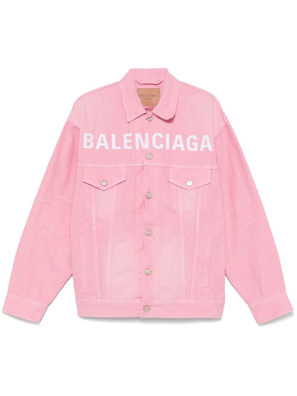 Logo-embroidered denim jacket<BR/><BR/><BR/> 823408 TRWA92014 BALENCIAGA 