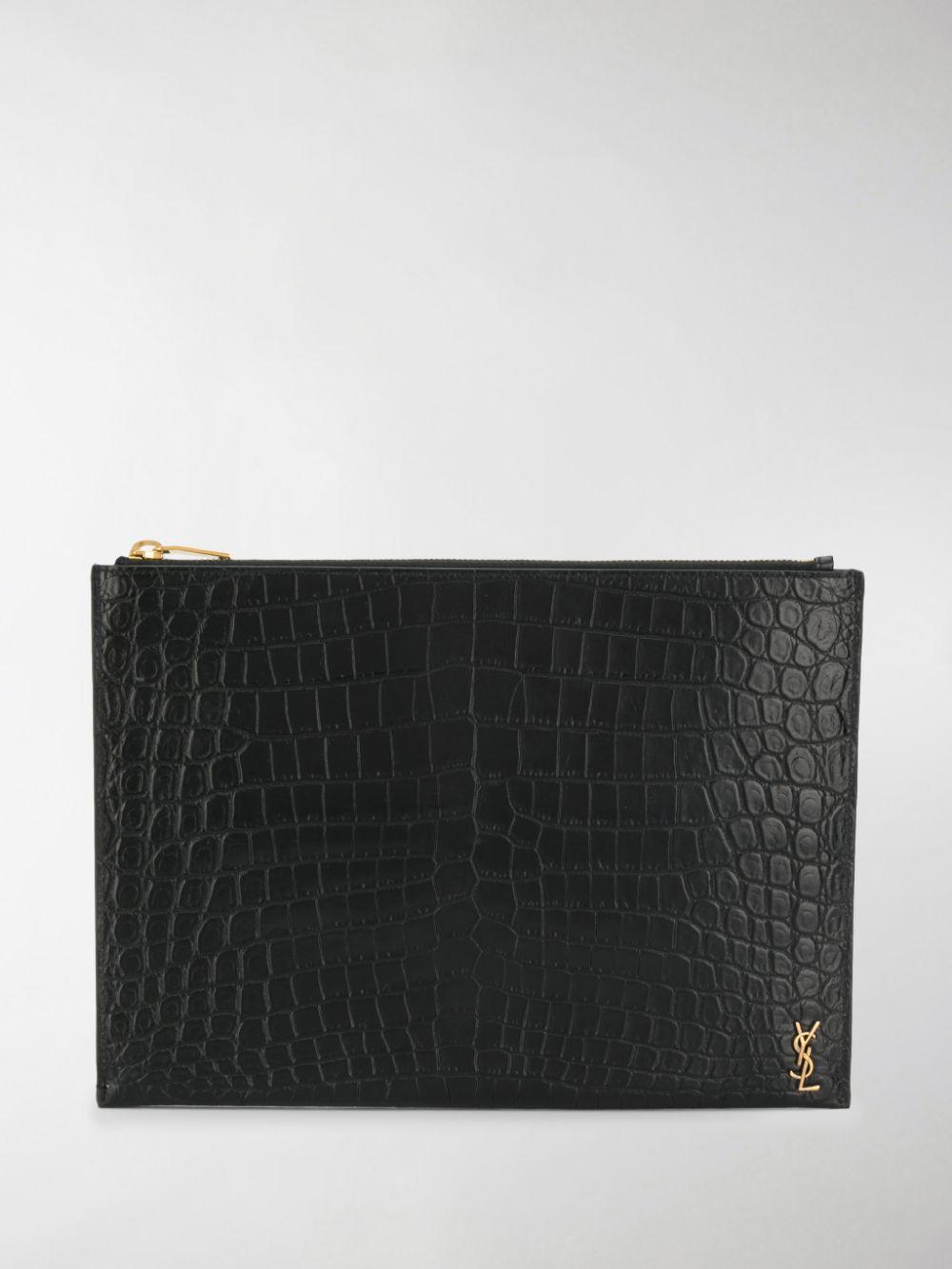 crocodile effect pouch 607779 DZE0W1000 SAINT LAURENT 