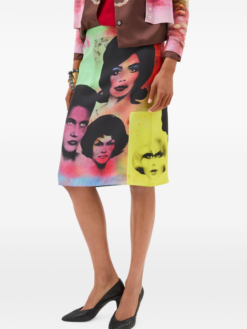 Printed Silk Twill Pencil Skirt 1024690 1A179135X000 VERSACE 