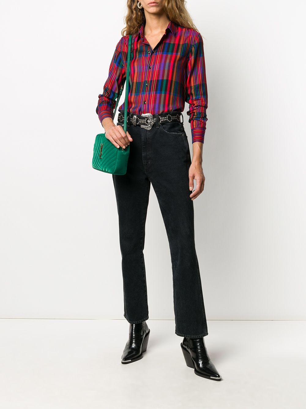 Red/multicolour tartan check buttoned shirt 395733 Y7B318487 SAINT LAURENT 