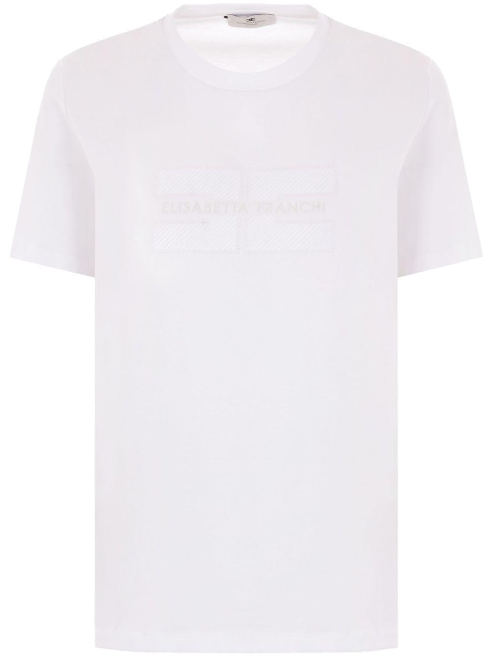 Jersey T-shirt with embroidered logo and rhinestones MA00251E2 270 ELISABETTA FRANCHI 