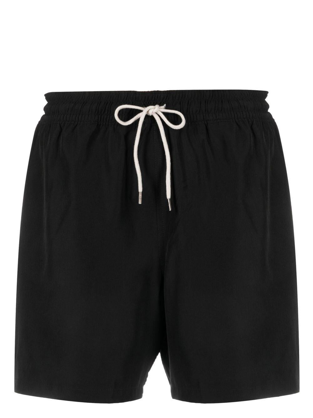 Drawstring waist logo-patch shorts<BR/><BR/><BR/> 710907255002 POLO BLACK POLO RALPH LAUREN 