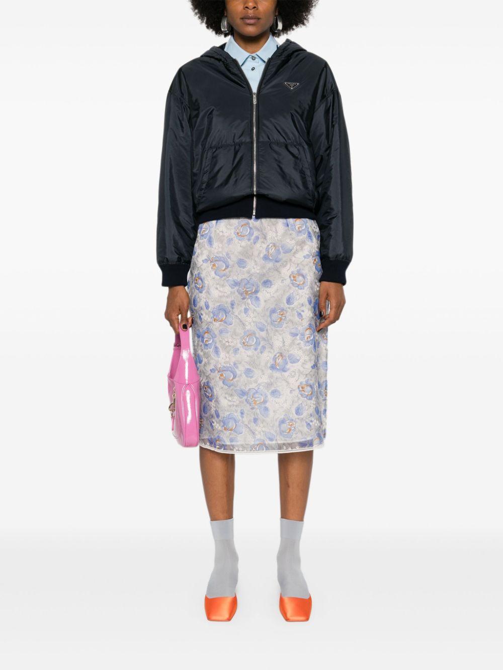 Floral-print sheer pencil skirt<BR/><BR/><BR/> P123J 15AEF0013 PRADA 