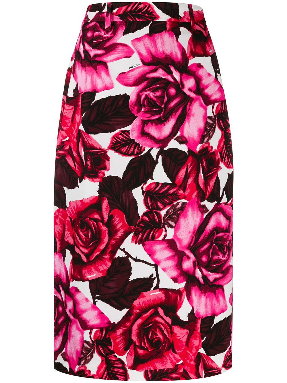 Floral-print quilted satin skirt P105QS192 1U6OF0T08 PRADA 