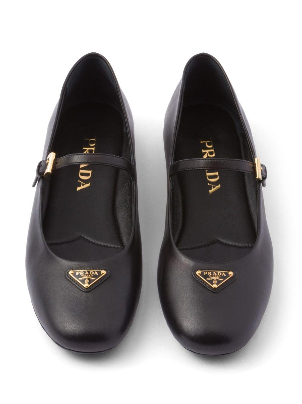 Leather ballerina shoes<BR/><BR/><BR/> 1F567N 038F0002 PRADA 
